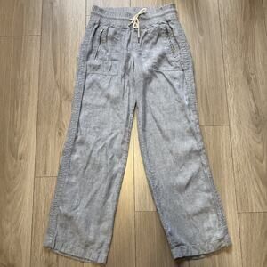 Athleta Cabo 100% Linen Wide Leg Blue Pants Size 6 Comfortable